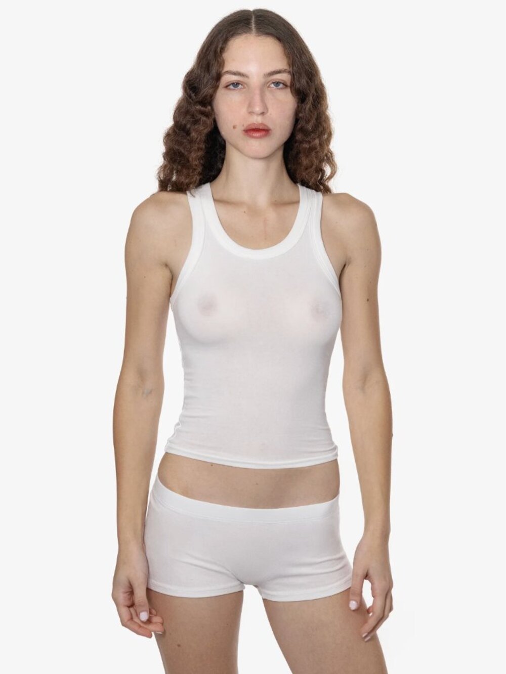 Los Angeles Apparel Women's White Sheer Cheesecloth Shorts